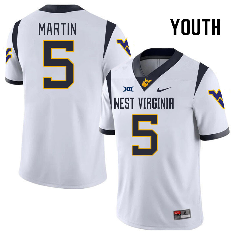 Youth #5 Sean Martin West Virginia Mountaineers College 2024 New Uniforms Football Jerseys Stitched